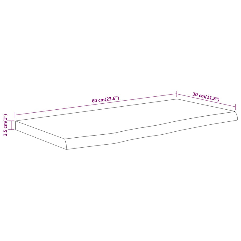 vidaXL tömör akácfa téglalap alakú fali polc 60 x 30 x 2,5 cm