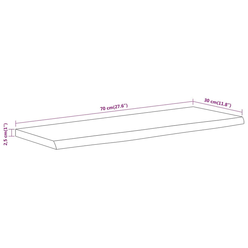 vidaXL tömör akácfa téglalap alakú fali polc 70 x 30 x 2,5 cm