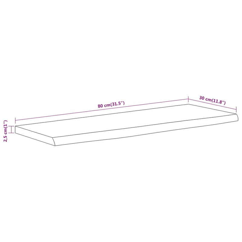 vidaXL tömör akácfa téglalap alakú fali polc 80 x 30 x 2,5 cm