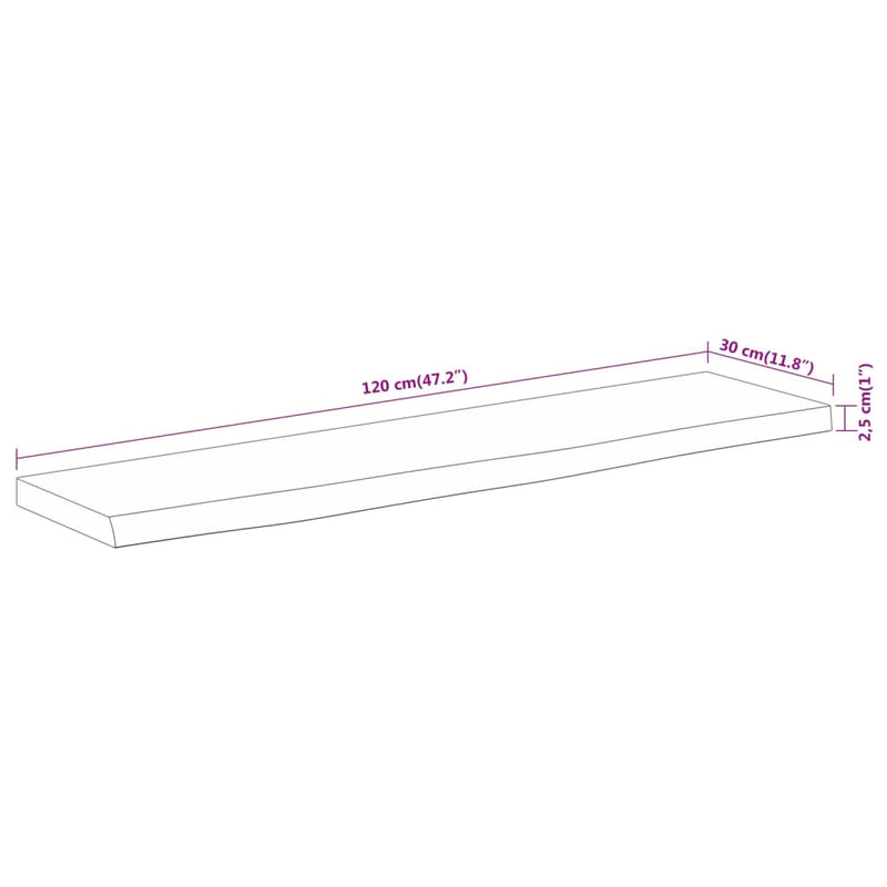 vidaXL tömör akácfa téglalap alakú fali polc 120 x 30 x 2,5 cm