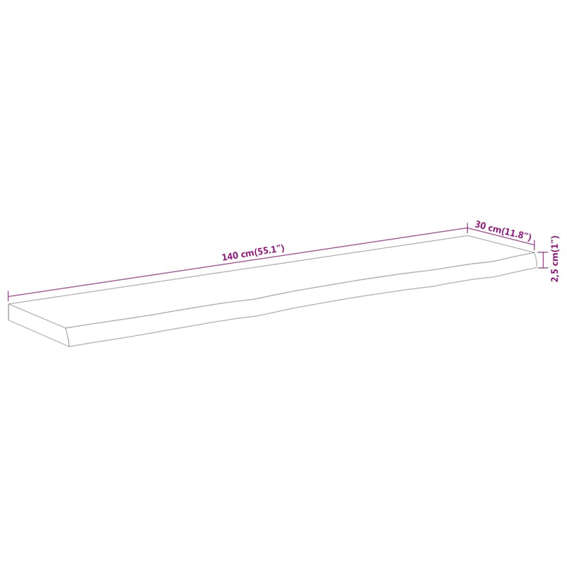 vidaXL tömör akácfa téglalap alakú asztallap 140 x 30 x 2,5 cm