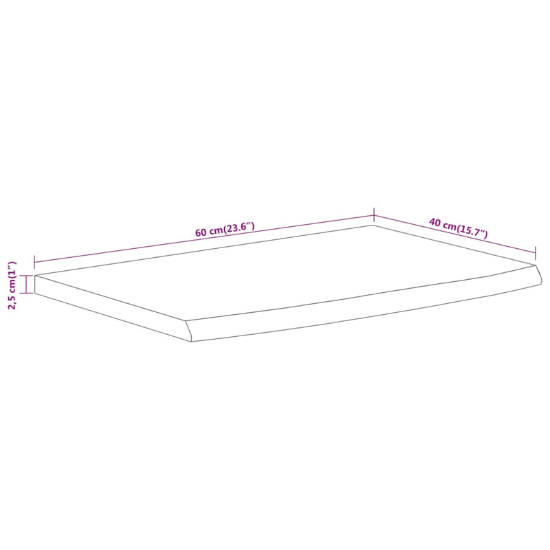vidaXL tömör akácfa téglalap alakú fali polc 60 x 40 x 2,5 cm