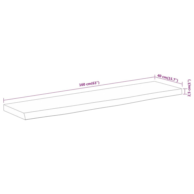 vidaXL tömör akácfa téglalap alakú asztallap 160 x 40 x 2,5 cm