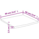 vidaXL tömör akácfa négyzet alakú fürdőszobai pult 60 x 60 x 2,5 cm