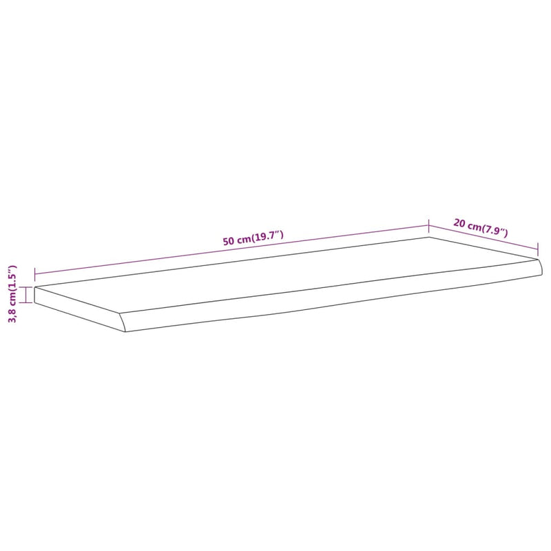 vidaXL tömör akácfa téglalap alakú fali polc 50 x 20 x 3,8 cm
