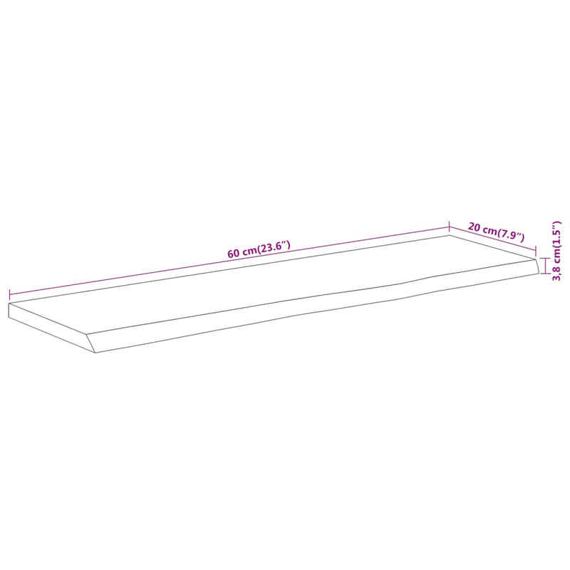 vidaXL tömör akácfa téglalap alakú fali polc 60 x 20 x 3,8 cm