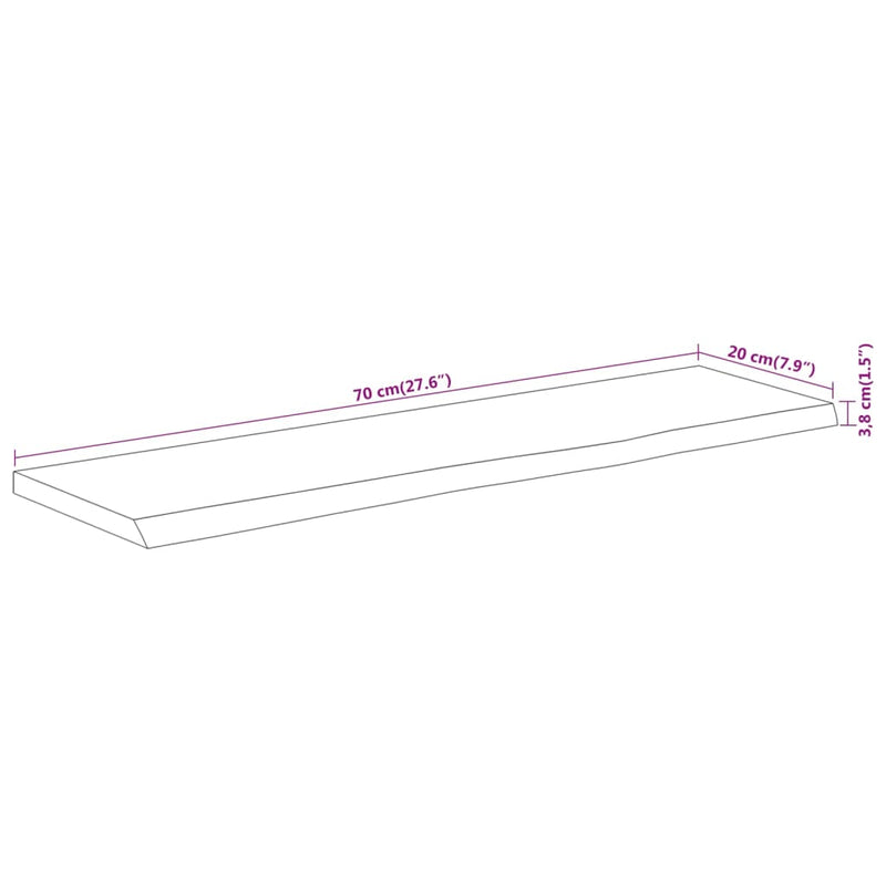vidaXL tömör akácfa téglalap alakú fali polc 70 x 20 x 3,8 cm