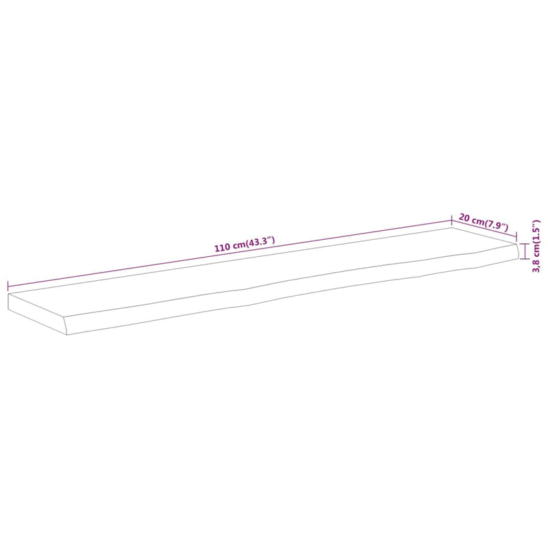 vidaXL tömör akácfa téglalap alakú fali polc 110 x 20 x 3,8 cm
