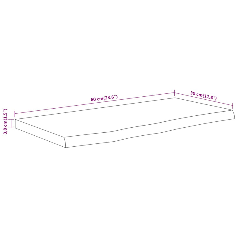 vidaXL tömör akácfa téglalap alakú fali polc 60 x 30 x 3,8 cm