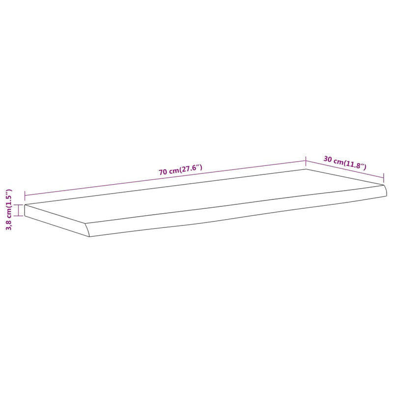 vidaXL tömör akácfa téglalap alakú fali polc 70 x 30 x 3,8 cm