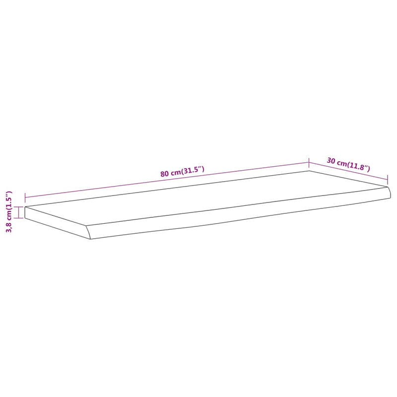 vidaXL tömör akácfa téglalap alakú fali polc 80 x 30 x 3,8 cm