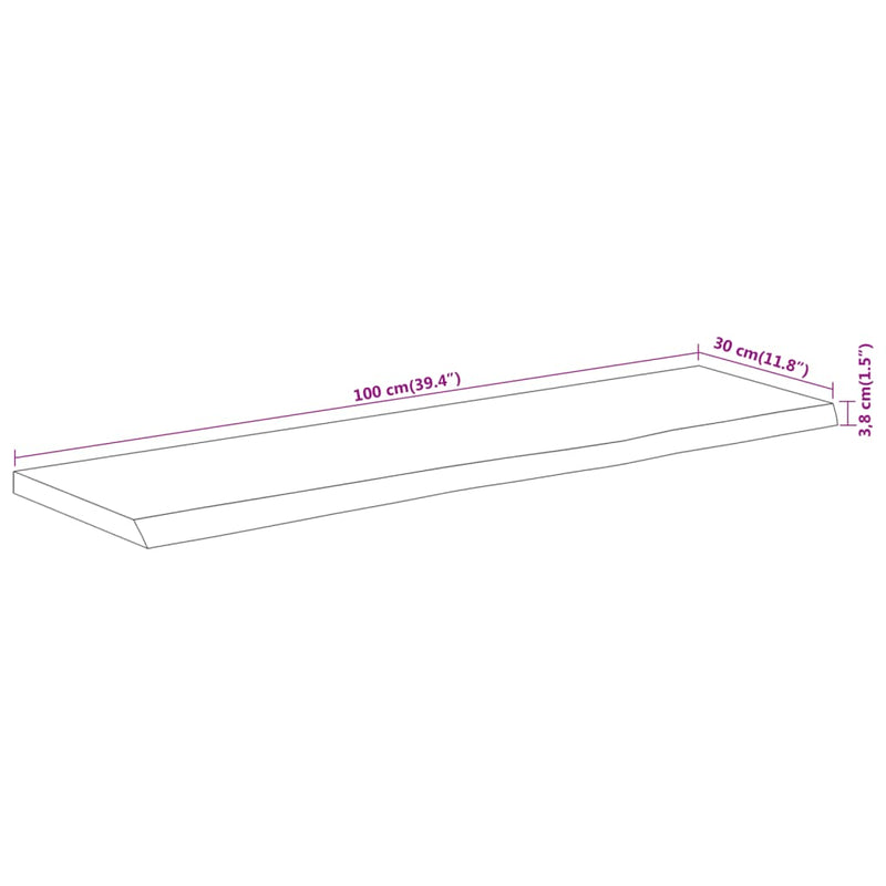 vidaXL tömör akácfa téglalap alakú fali polc 100 x 30 x 3,8 cm