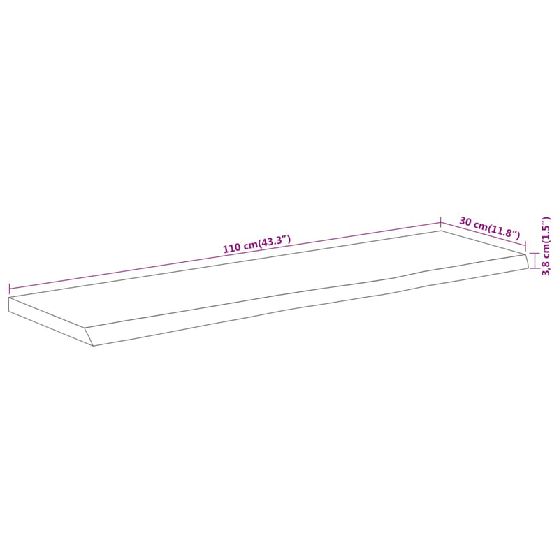 vidaXL tömör akácfa téglalap alakú fali polc 110 x 30 x 3,8 cm