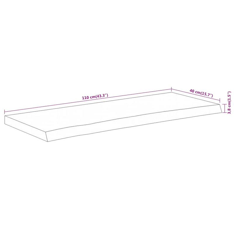 vidaXL tömör akácfa téglalap alakú asztallap 110 x 40 x 3,8 cm