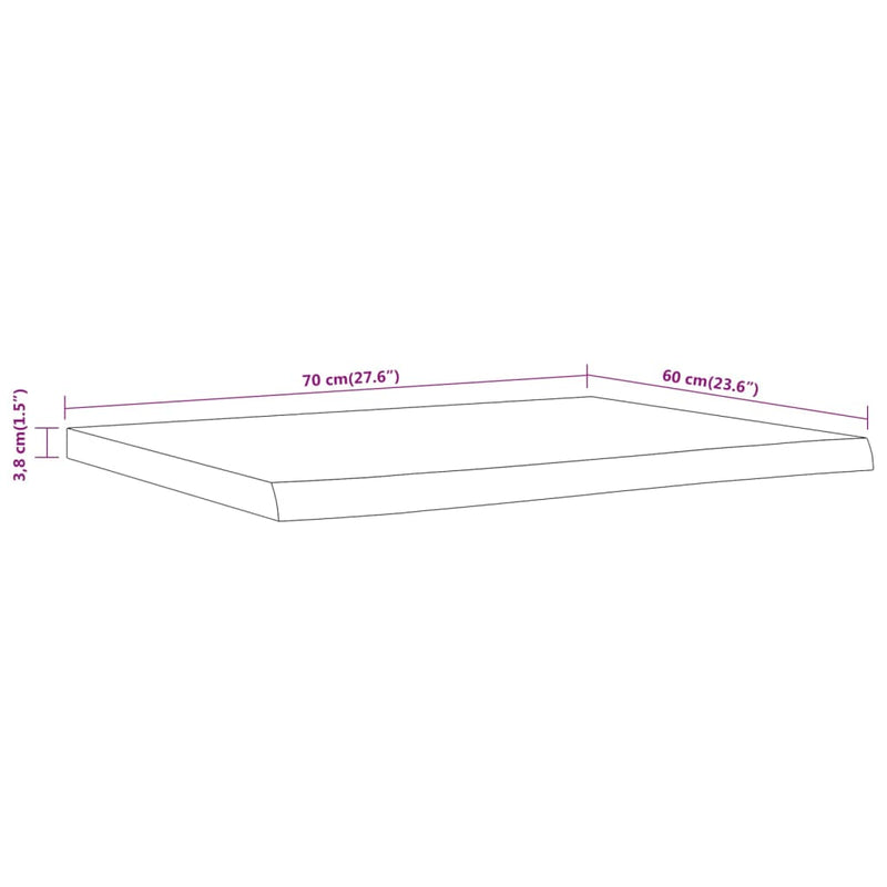 vidaXL tömör akácfa téglalap alakú fürdőszobai pult 70 x 60 x 3,8 cm