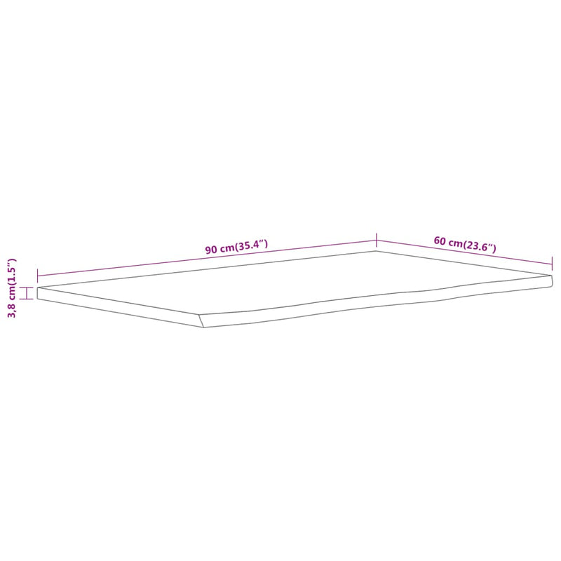 vidaXL tömör akácfa téglalap alakú fürdőszobai pult 90 x 60 x 3,8 cm