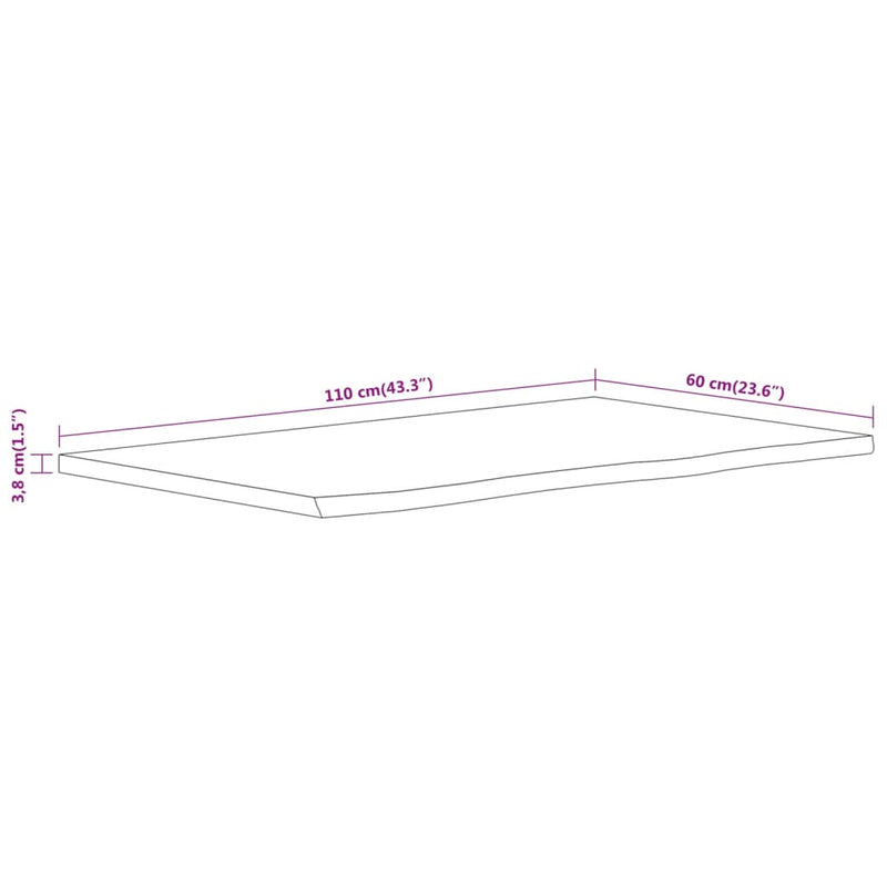 vidaXL tömör akácfa téglalap alakú fürdőszobai pult 110 x 60 x 3,8 cm