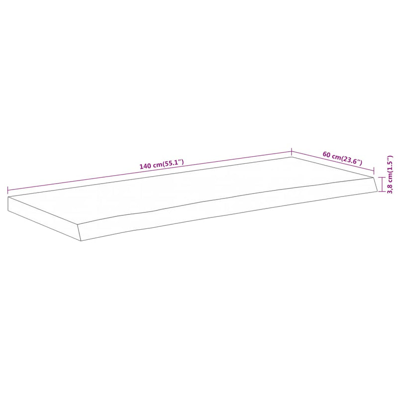vidaXL tömör akácfa téglalap alakú fürdőszobai pult 140 x 60 x 3,8 cm