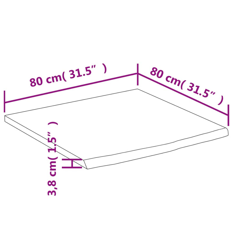 vidaXL tömör akácfa téglalap alakú asztallap 80 x 80 x 3,8 cm