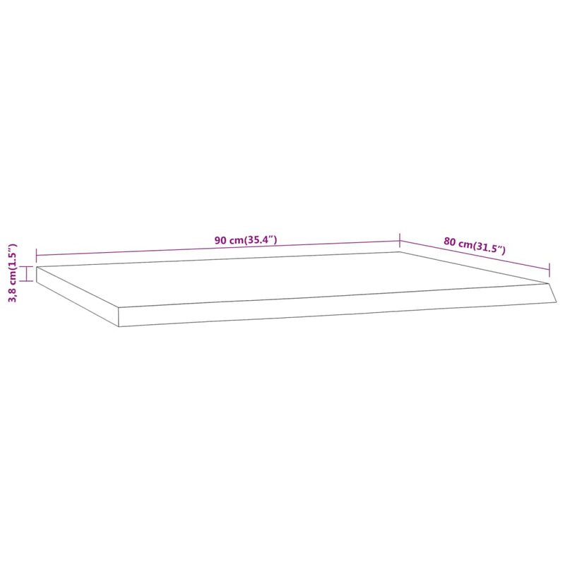 vidaXL tömör akácfa téglalap alakú asztallap 90 x 80 x 3,8 cm