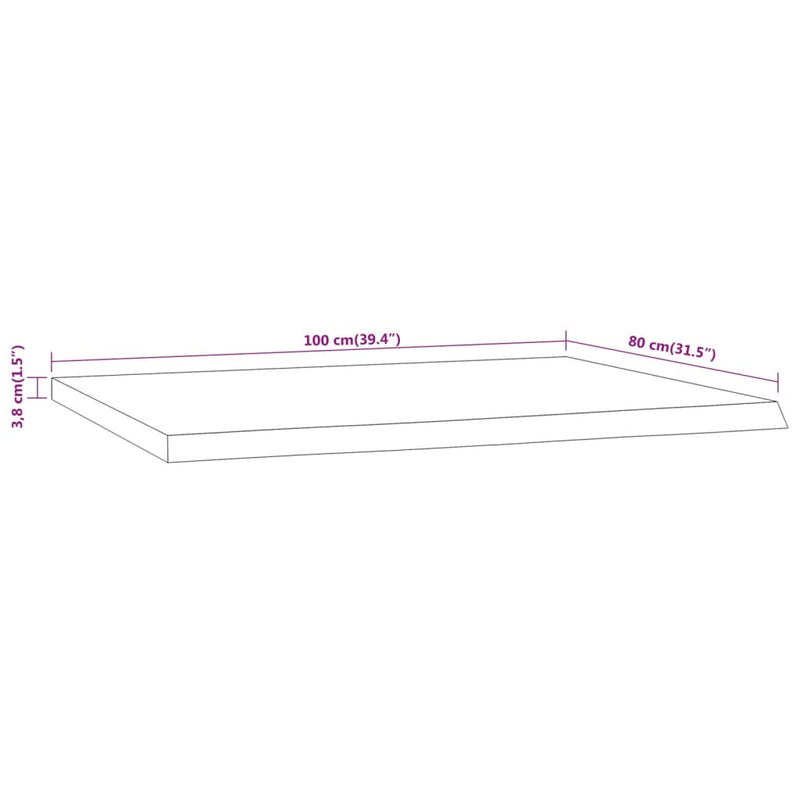 vidaXL tömör akácfa téglalap alakú asztallap 100 x 80 x 3,8 cm