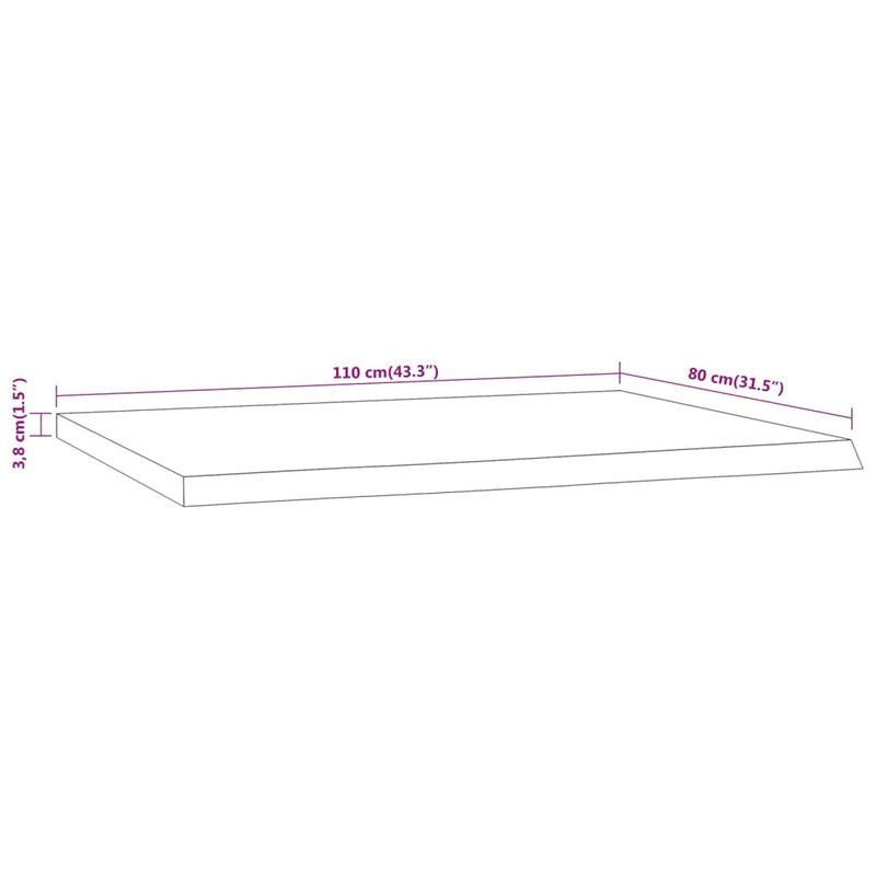 vidaXL tömör akácfa téglalap alakú asztallap 110 x 80 x 3,8 cm