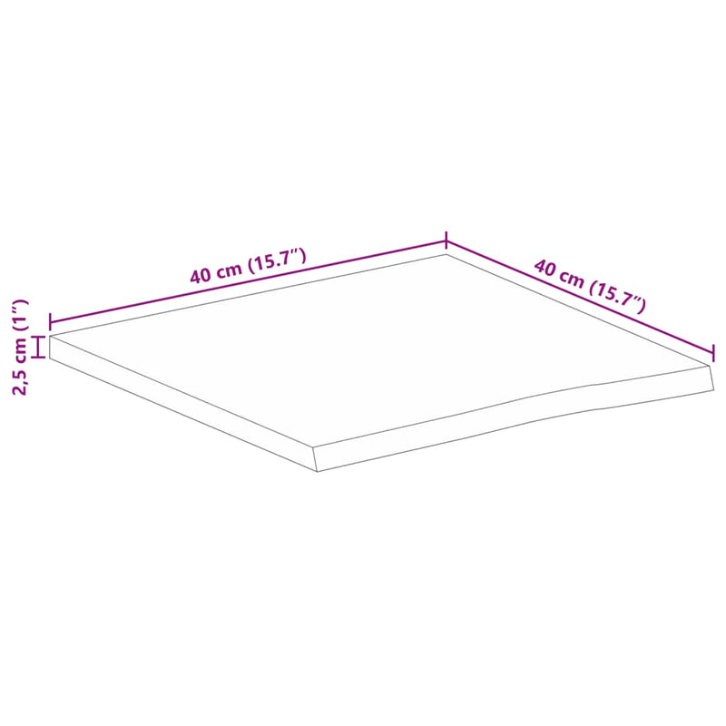 vidaXL tömör nyers mangófa természetes élű asztallap 40 x 40 x 2,5 cm