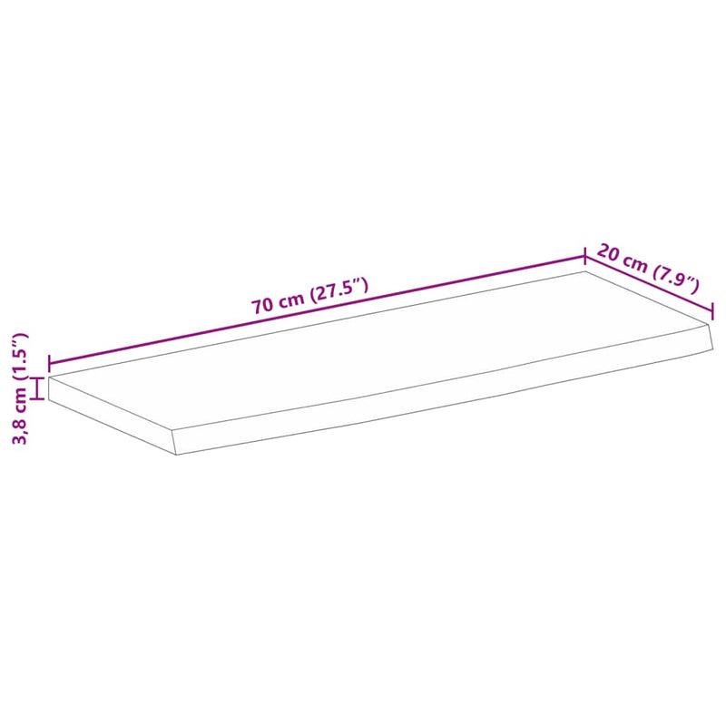 vidaXL tömör nyers mangófa természetes élű asztallap 70 x 20 x 3,8 cm