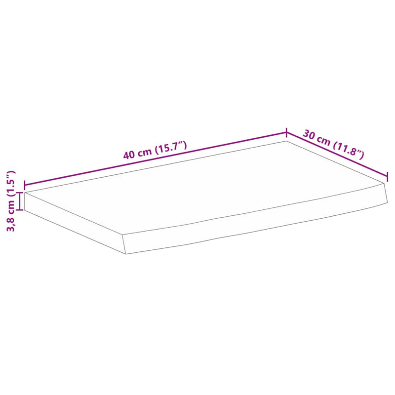 vidaXL tömör nyers mangófa természetes élű asztallap 40 x 30 x 3,8 cm
