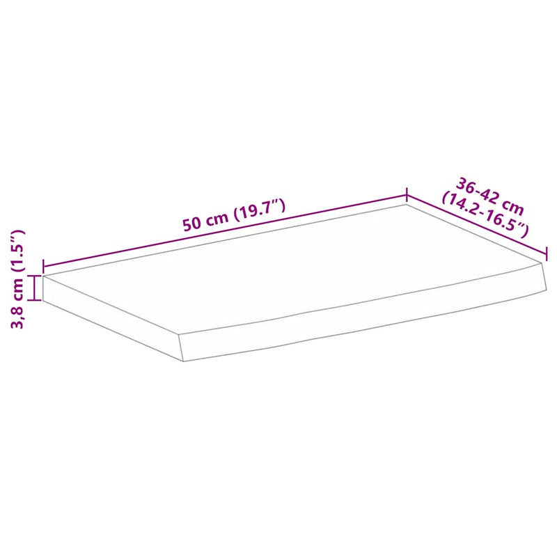 vidaXL tömör nyers mangófa természetes élű asztallap 50 x 40 x 3,8 cm