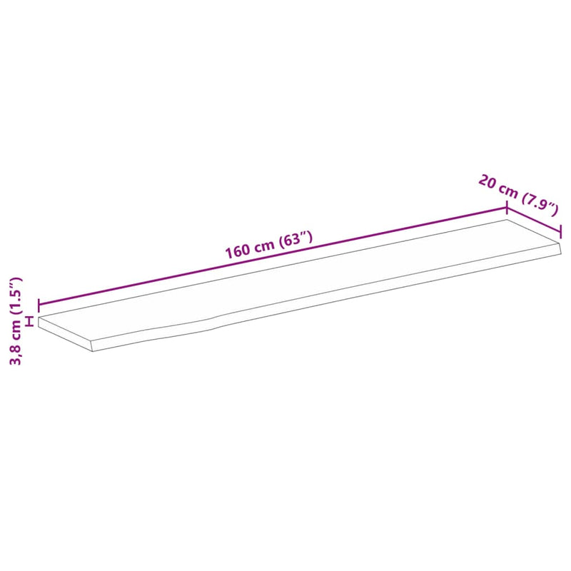 vidaXL tömör mangófa természetes élű asztallap 160 x 20 x 3,8 cm