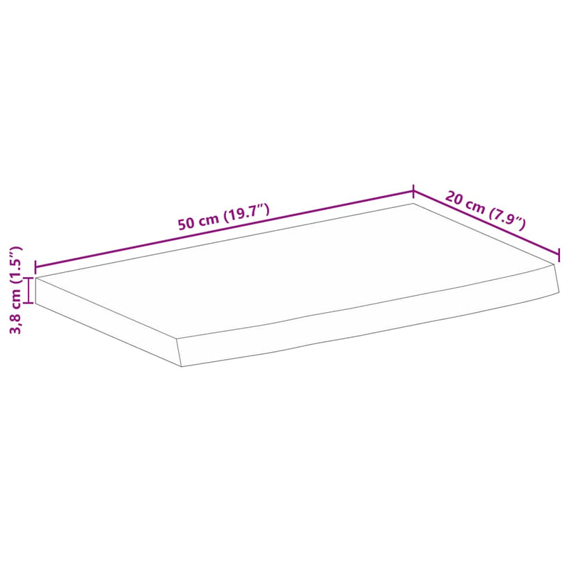 vidaXL tömör mangófa természetes élű asztallap 50 x 20 x 3,8 cm