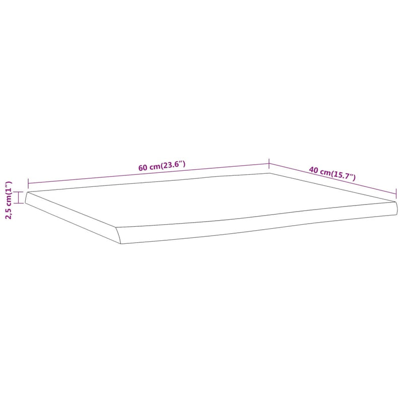 vidaXL tömör akácfa téglalap alakú asztallap 60x40x2,5 cm