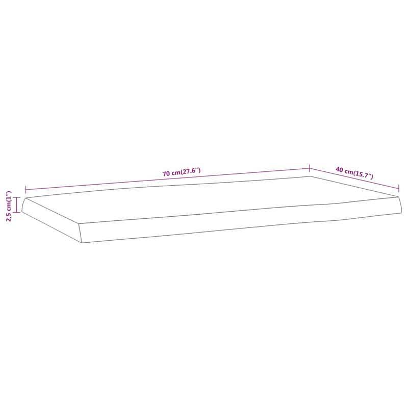 vidaXL tömör akácfa téglalap alakú asztallap 70x40x2,5 cm