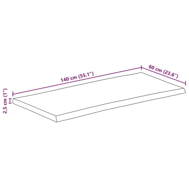 vidaXL tömör akácfa téglalap alakú asztallap 140x60x2,5 cm