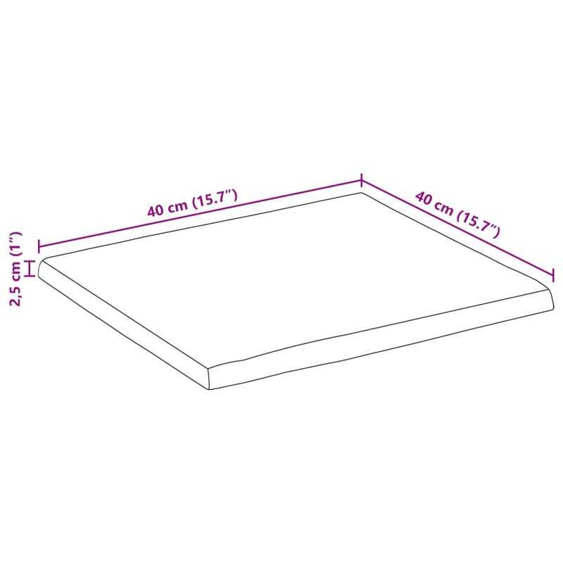 vidaXL tömör nyers mangófa természetes élű asztallap 40 x 40 x 2,5 cm