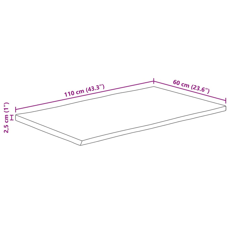 vidaXL tömör nyers mangófa természetes élű asztallap 110 x 60 x 2,5 cm