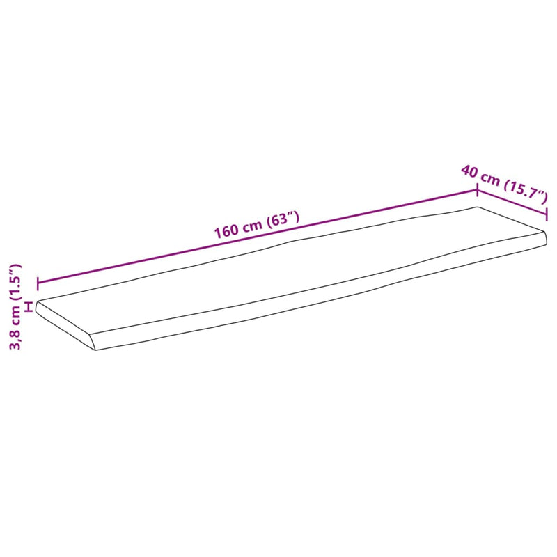 vidaXL tömör nyers mangófa természetes élű asztallap 160 x 40 x 3,8 cm