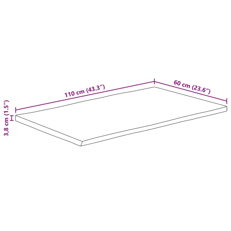 vidaXL tömör nyers mangófa természetes élű asztallap 110 x 60 x 3,8 cm