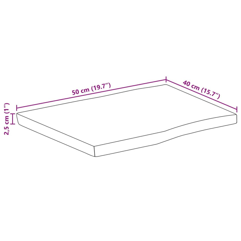 vidaXL tömör mangófa természetes élű asztallap 50 x 40 x 2,5 cm