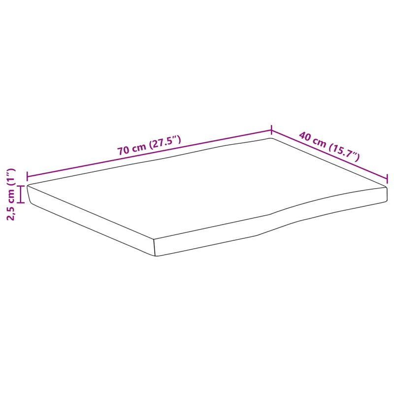 vidaXL tömör mangófa természetes élű asztallap 70 x 40 x 2,5 cm