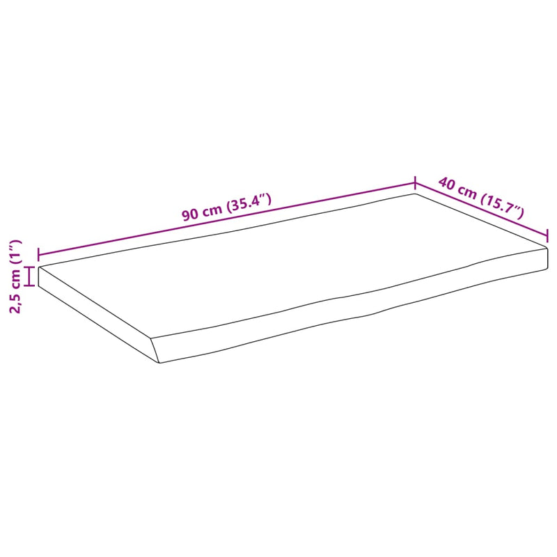 vidaXL tömör mangófa természetes élű asztallap 90 x 40 x 2,5 cm