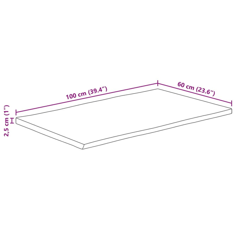 vidaXL tömör mangófa természetes élű asztallap 100 x 60 x 2,5 cm