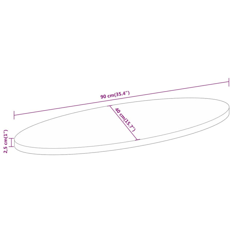 vidaXL tömör mangófa ovális asztallap 90 x 40 x 2,5 cm