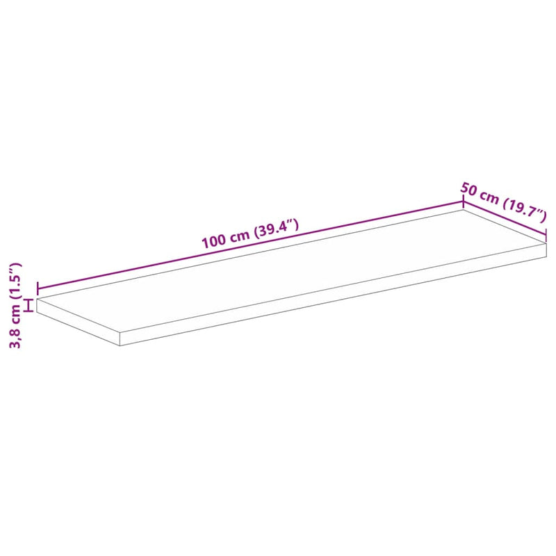 vidaXL tömör akácfa téglalap alakú asztallap 100x50x3,8 cm