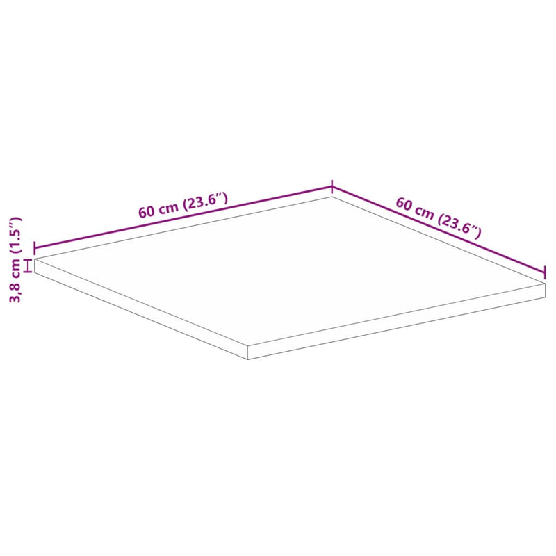 vidaXL tömör akácfa négyzet alakú asztallap 60x60x3,8 cm