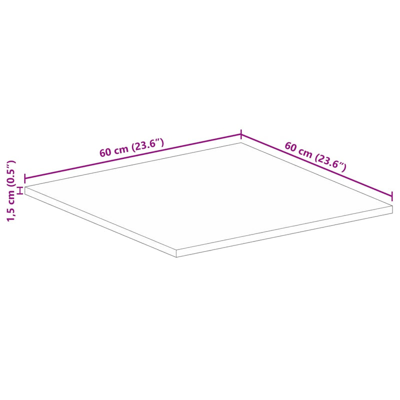 vidaXL tömör újrahasznosított fa négyzet alakú asztallap 60x60x1,5 cm