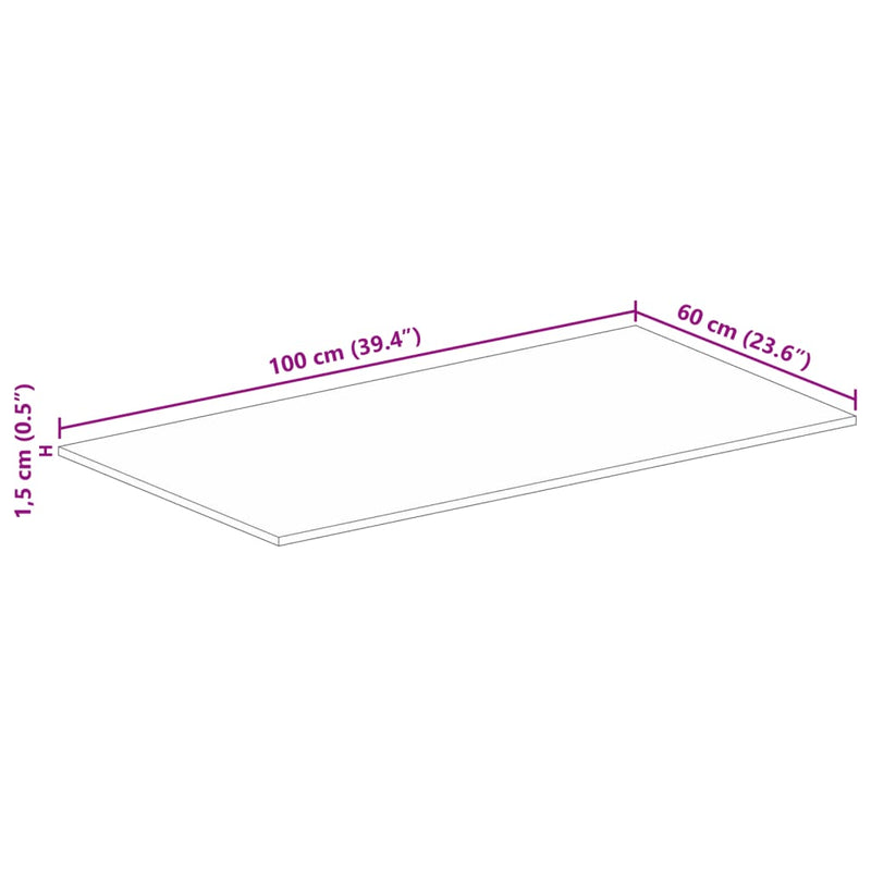 vidaXL tömör újrahasznosított fa téglalap alakú asztallap 100x60x1,5cm