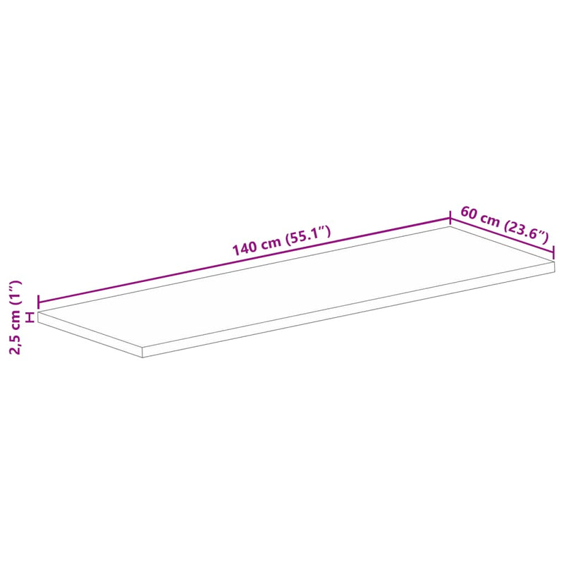 vidaXL tömör újrahasznosított fa téglalap alakú asztallap 140x60x2,5cm