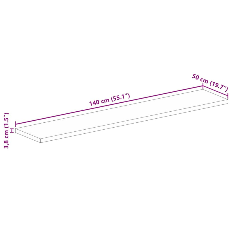vidaXL tömör újrahasznosított fa téglalap alakú asztallap 140x50x3,8cm